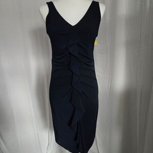 Enfocus Studio Blue Ruched Sheath Dress V-Neck Sleeveless